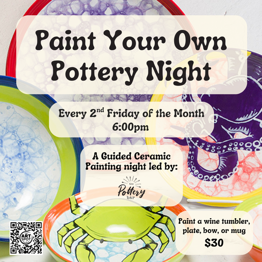 2nd Friday Guided Paint-Your-Own-Pottery Night