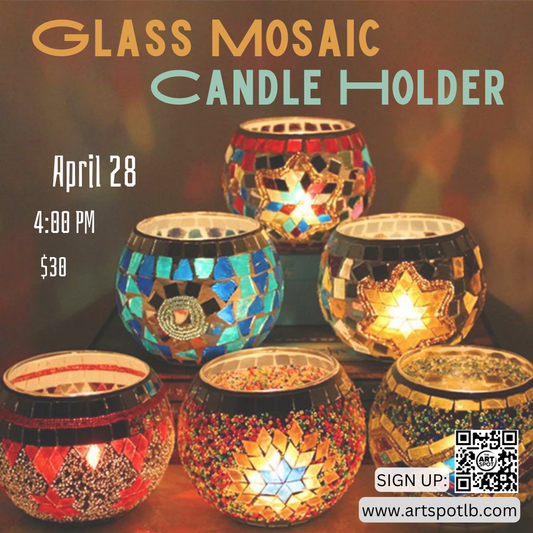 (4/28) Glass Mosaic Candle Holder